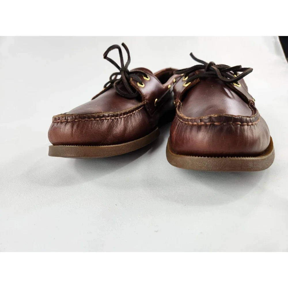 Sperry 2-EYE LEATHER Boat Shoe Deck Water Leather Amaretto Slip On Men's Size 13